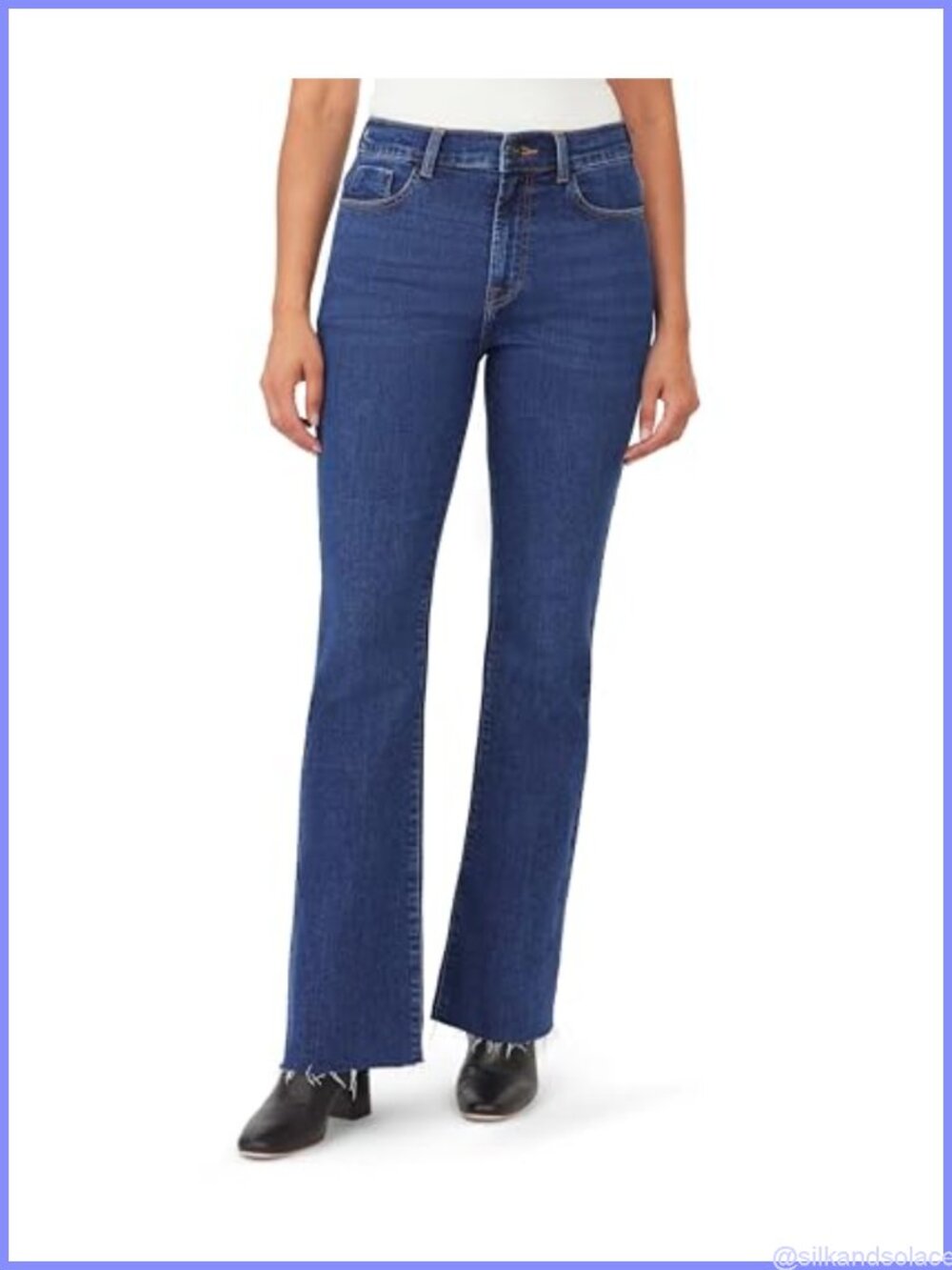 High Rise Flare Jeans 32-Inch Inseam Vintage Slub Denim Women's